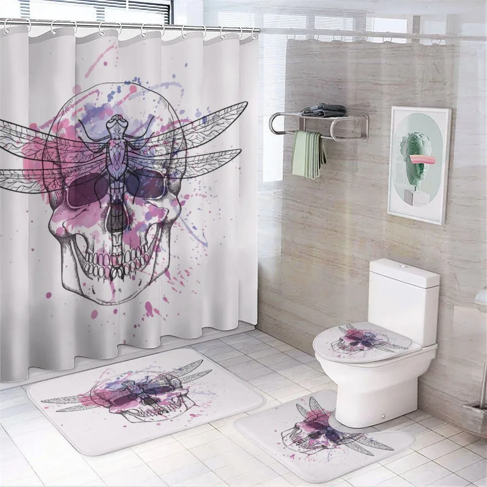 Skull Dragonfly Grunge — 4-Piece Bathroom Set preview
