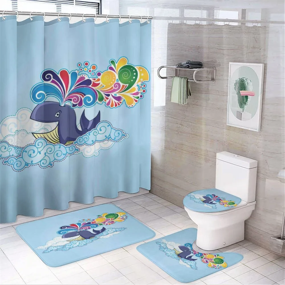 Whale on Cloud Rainbow — 4-Piece Bathroom Set preview