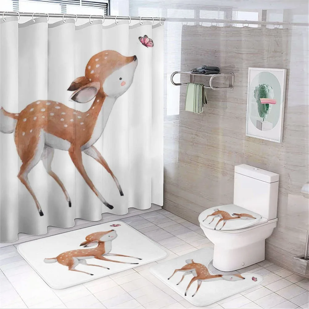 Young Deer and Butterfly — 4-Piece Bathroom Set preview