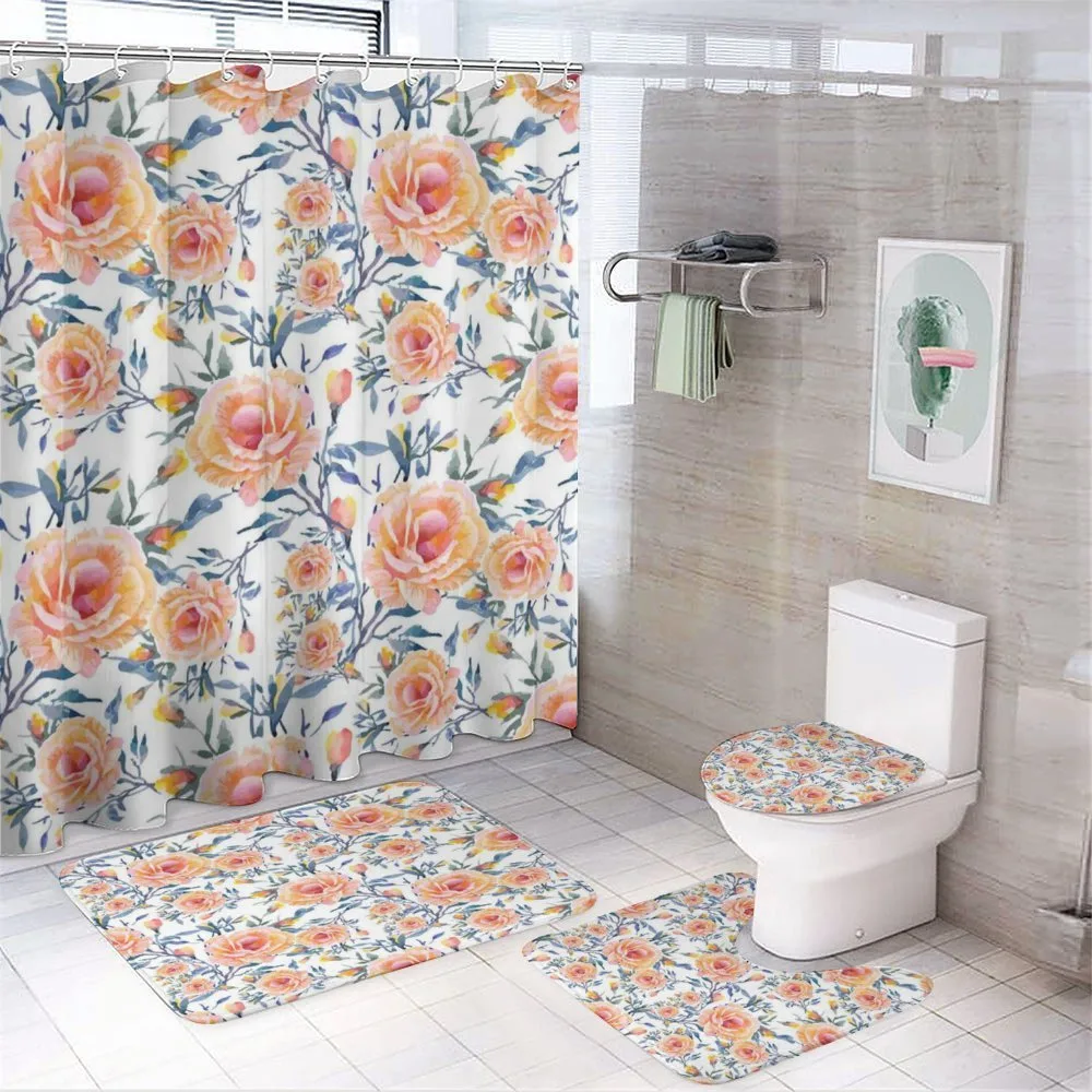 Blossoms with Aquarelle Effect — 4-Piece Bathroom Set preview