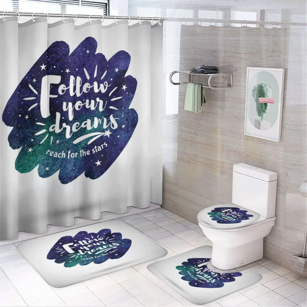 Cosmic Brush Stroke and Words — 4-Piece Bathroom Set preview