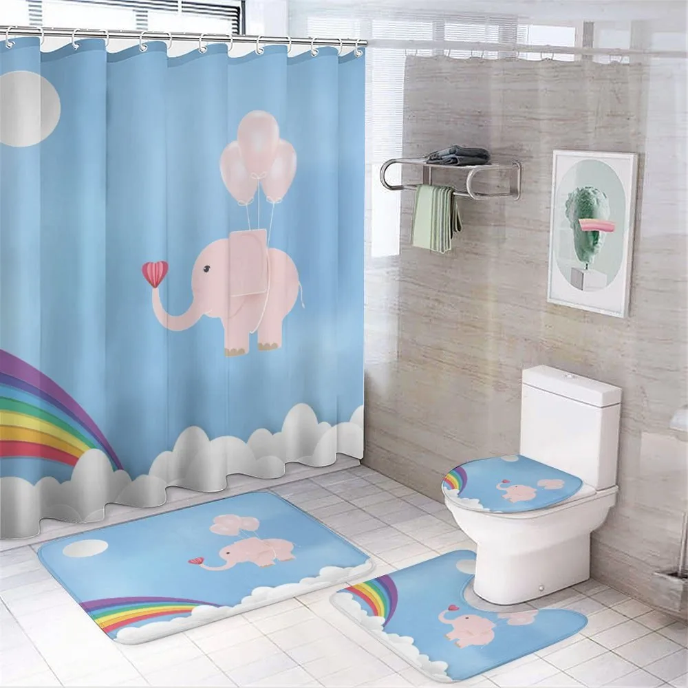 Elephant Rainbow Sky — 4-Piece Bathroom Set preview