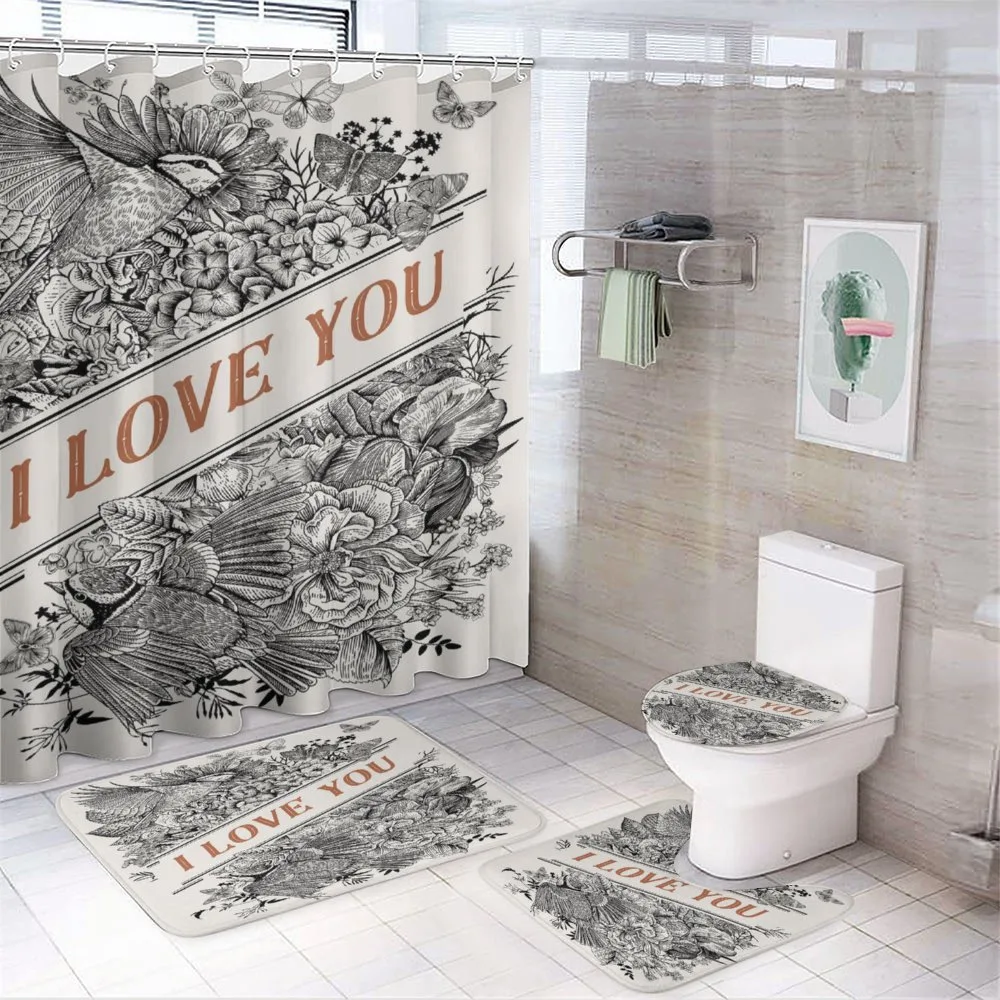 Engraved Flowers — 4-Piece Bathroom Set preview