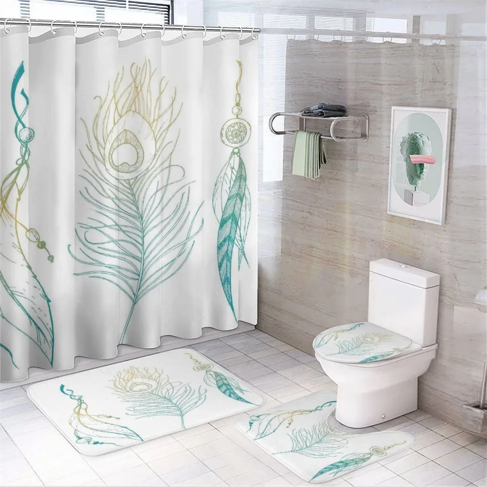 Feather Peacock Vintage — 4-Piece Bathroom Set preview