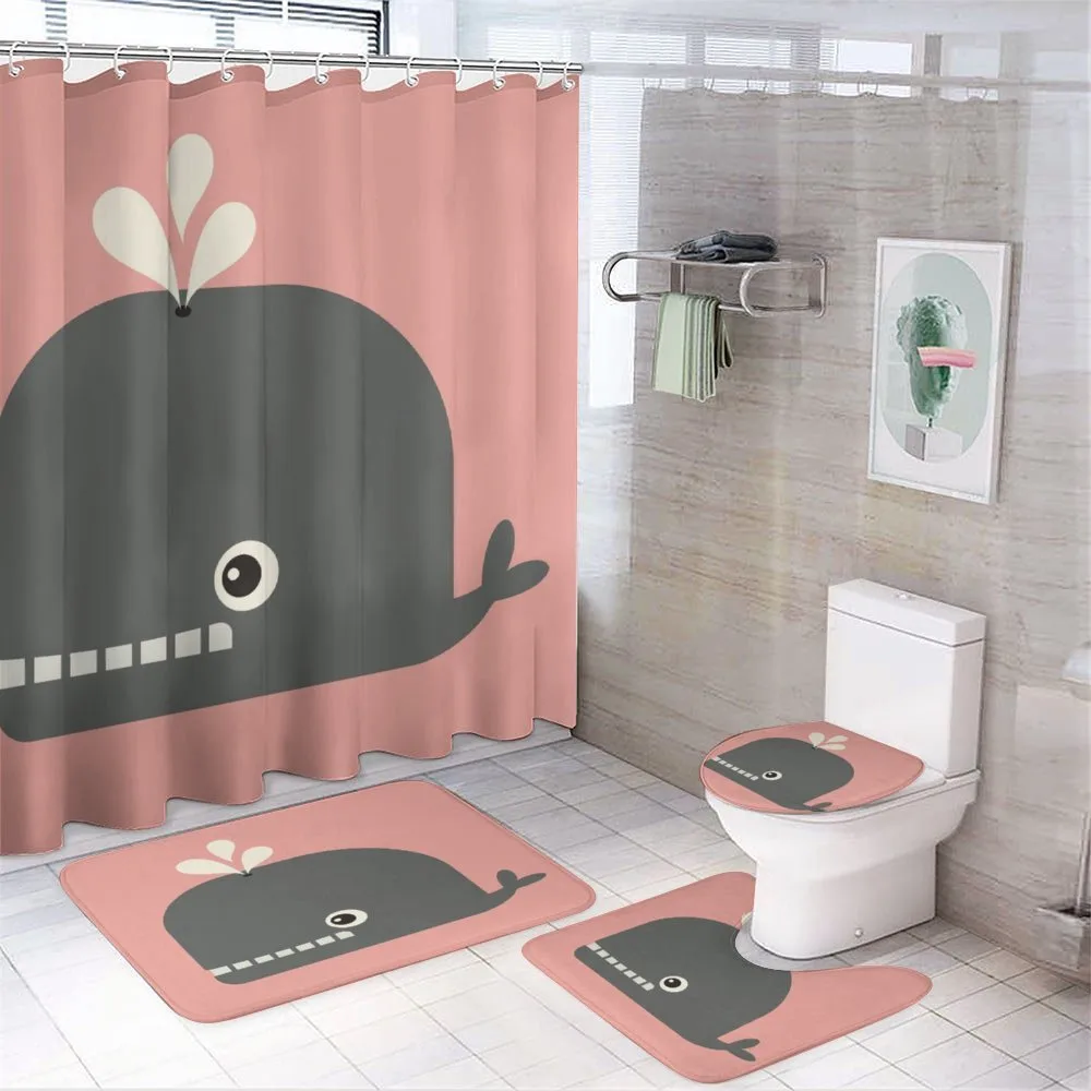 Simple Cartoon Big Fish Art — 4-Piece Bathroom Set preview