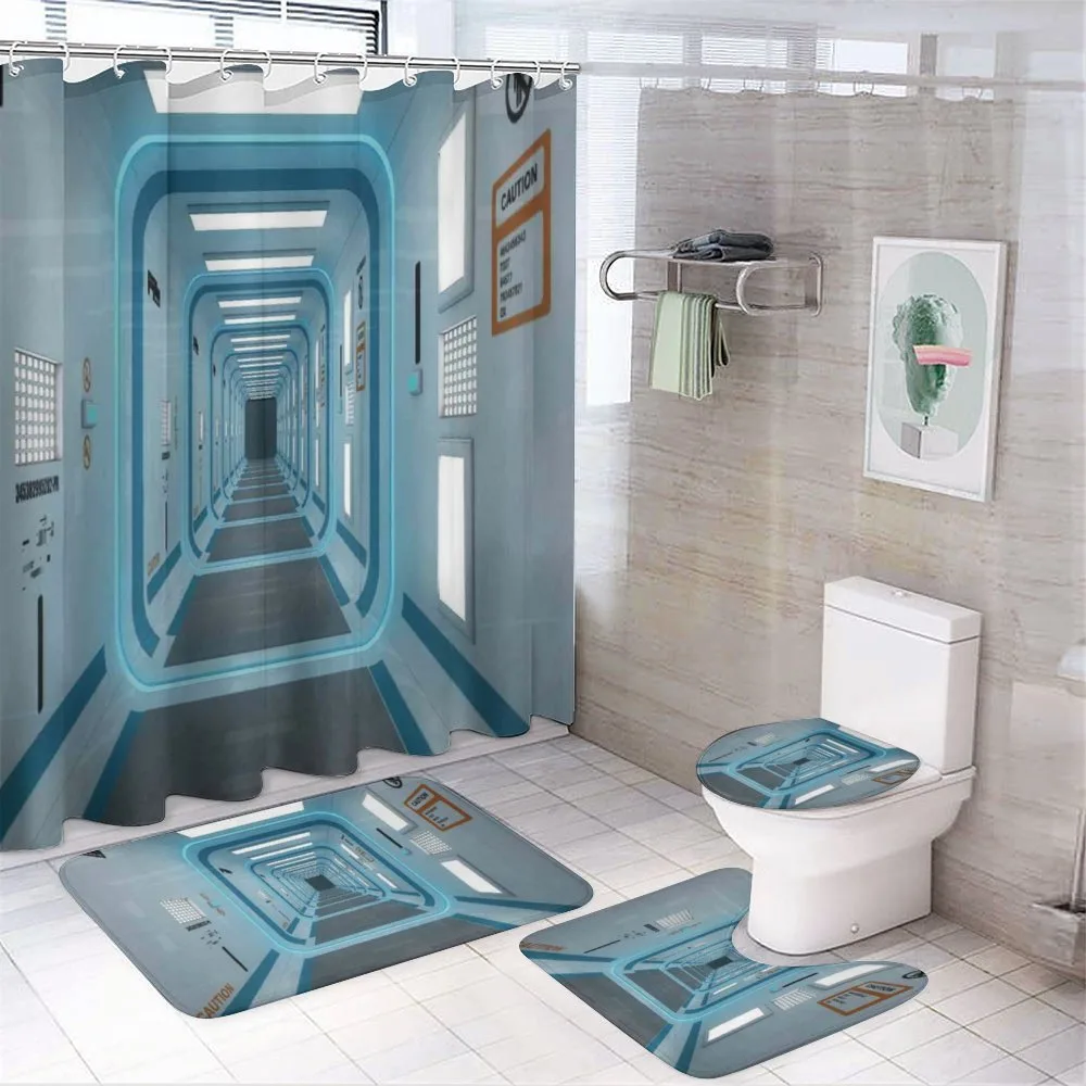 Ufo Galactic Print 4-Piece Bathroom Set product video