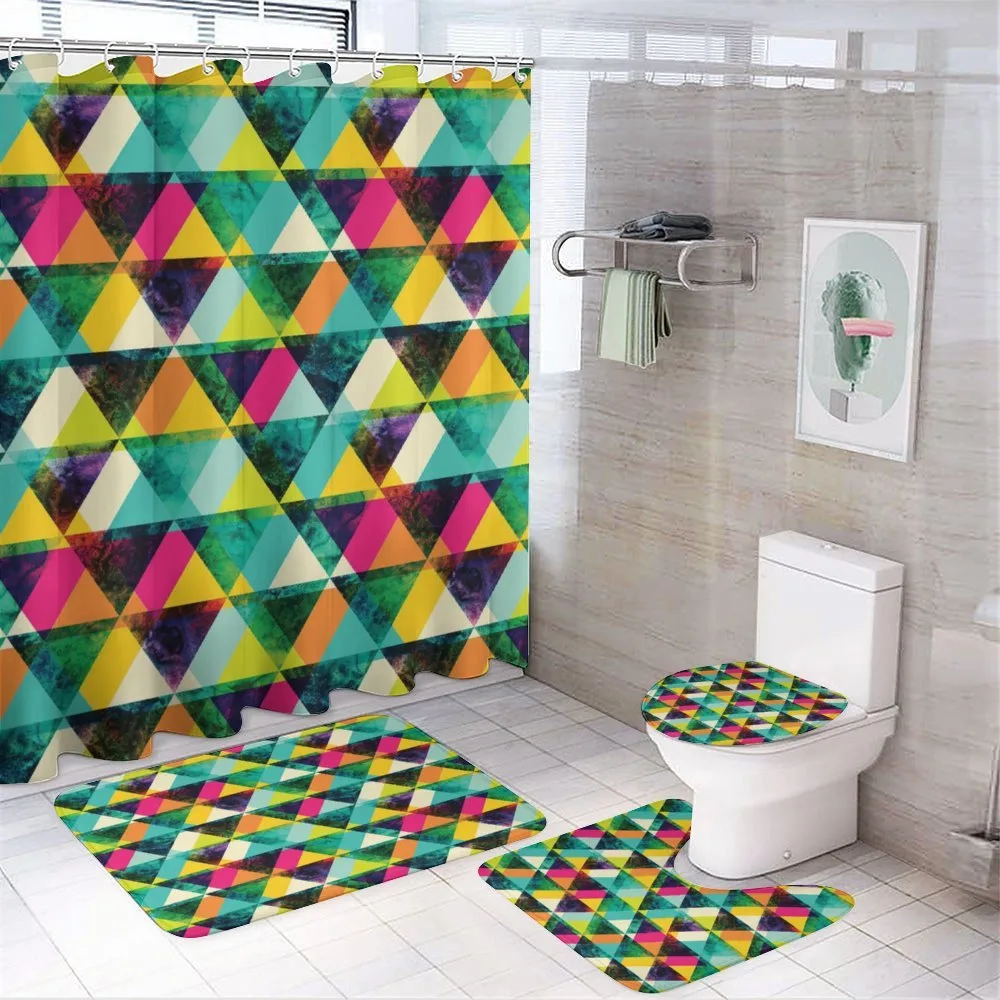 Vibrant Triangles Grunge — 4-Piece Bathroom Set preview