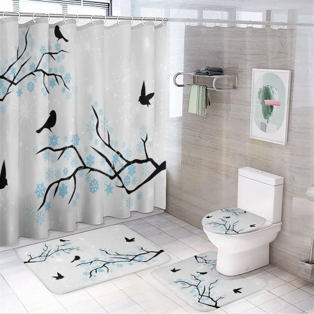 Winter Birds Stars Sky — 4-Piece Bathroom Set preview