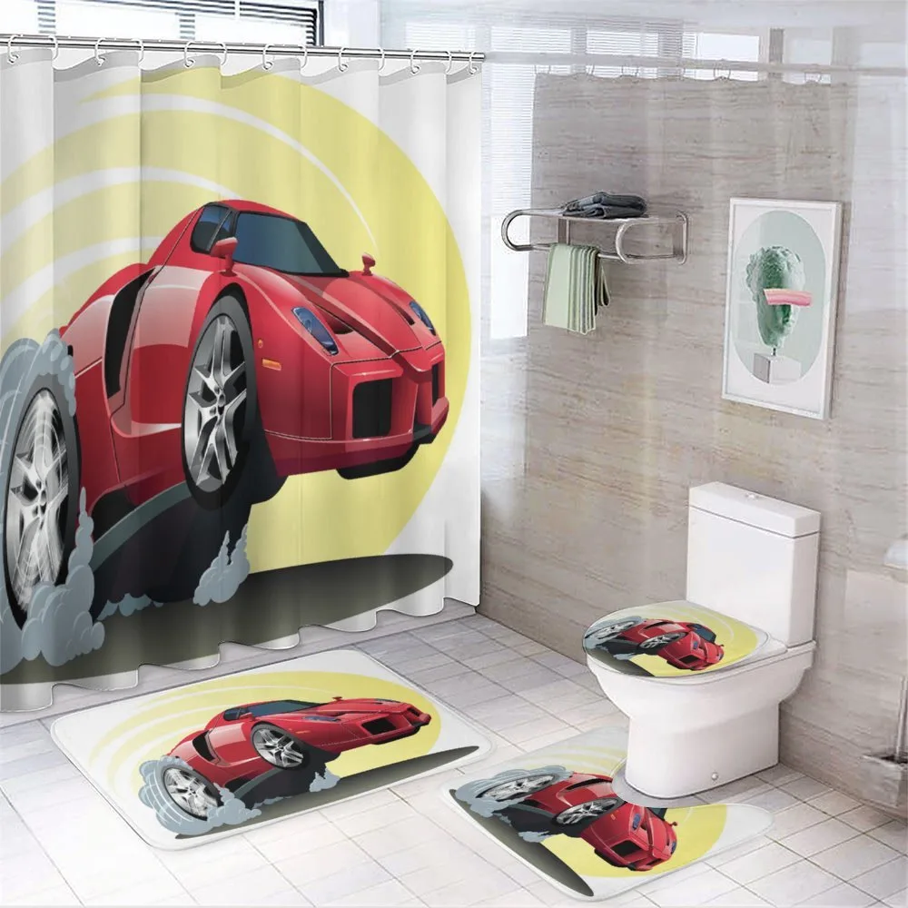 Cartoon Vehicle Powerful — 4-Piece Bathroom Set preview