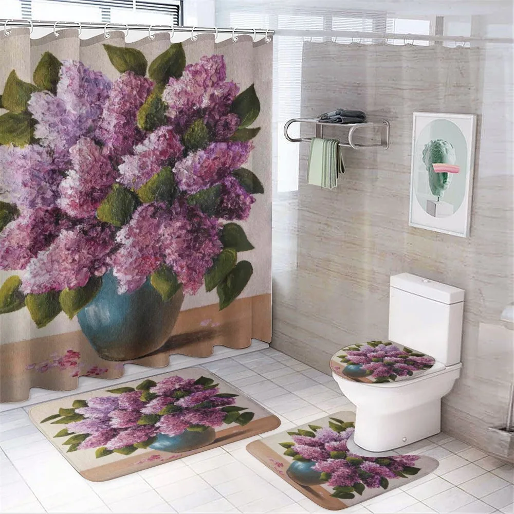 Lilac Bouquet Artwork — 4-Piece Bathroom Set preview