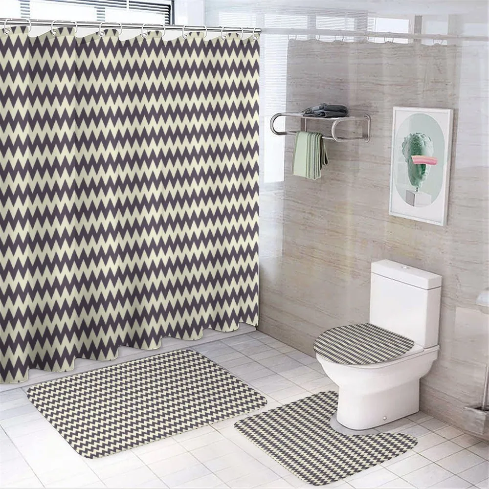 Narrow Sharp Zigzags — 4-Piece Bathroom Set preview