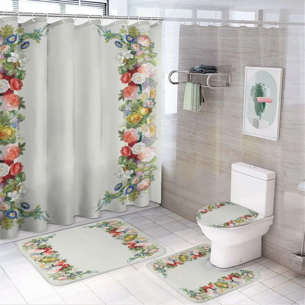 Rose Garland Pastel — 4-Piece Bathroom Set preview