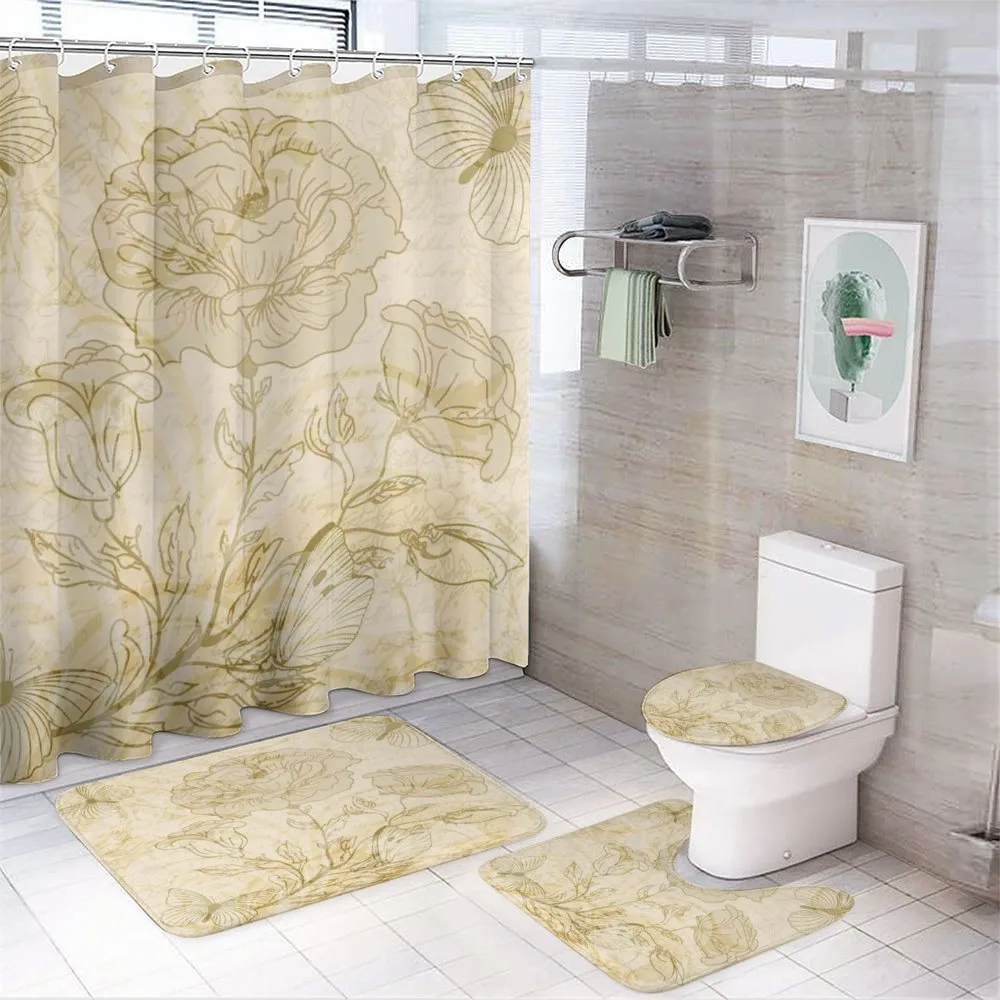 Roses and Butterflies — 4-Piece Bathroom Set preview