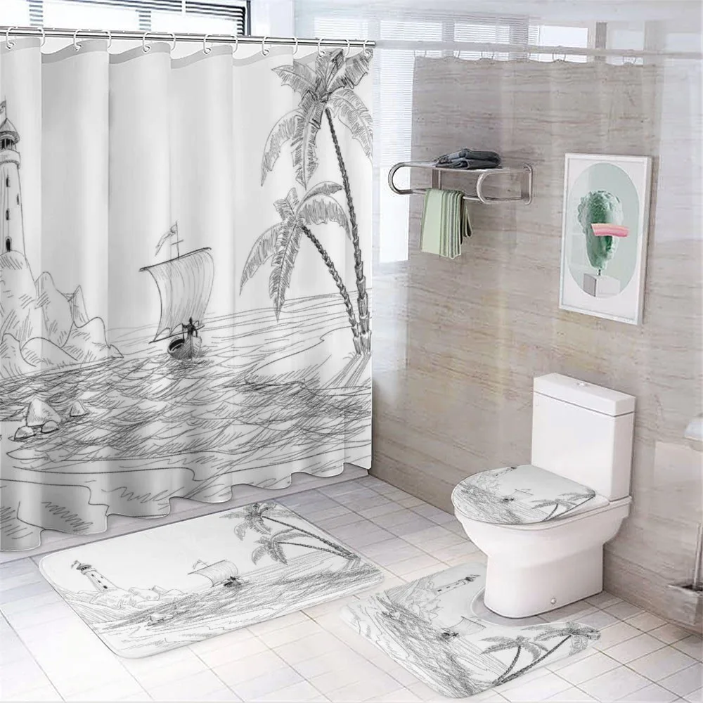 Sketch with Boat Palms — 4-Piece Bathroom Set preview