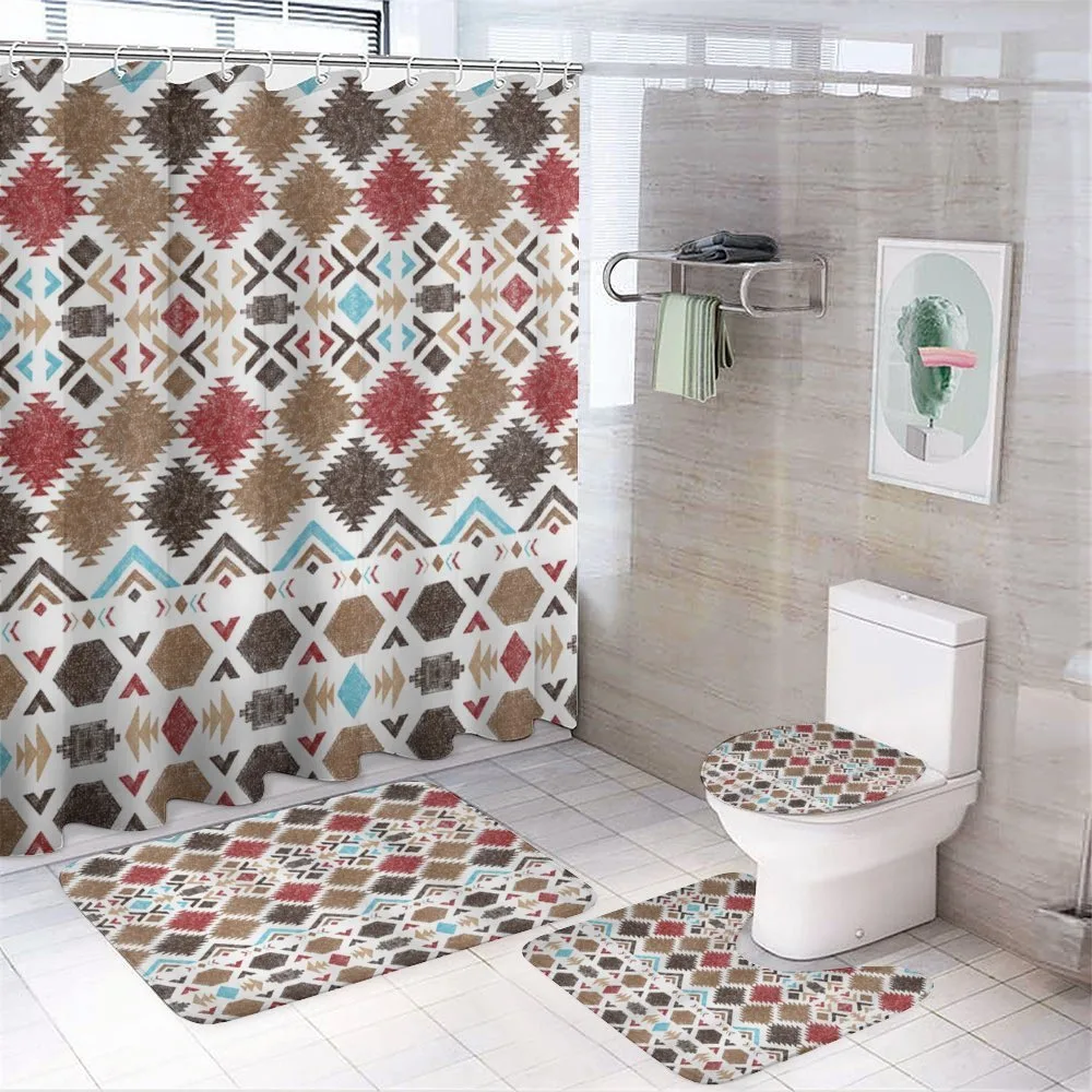 Traditional Hand Drawn Geometric — 4-Piece Bathroom Set preview