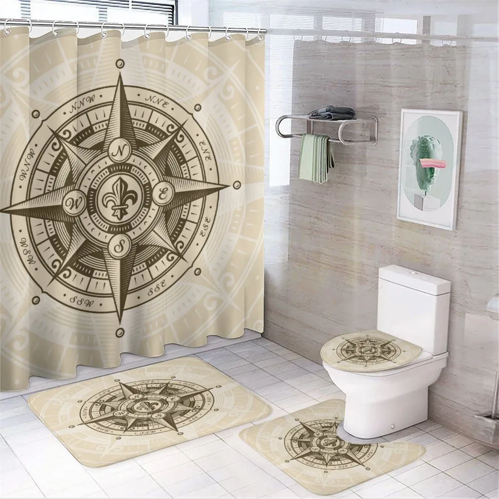 Vintage Nautical Windrose — 4-Piece Bathroom Set preview