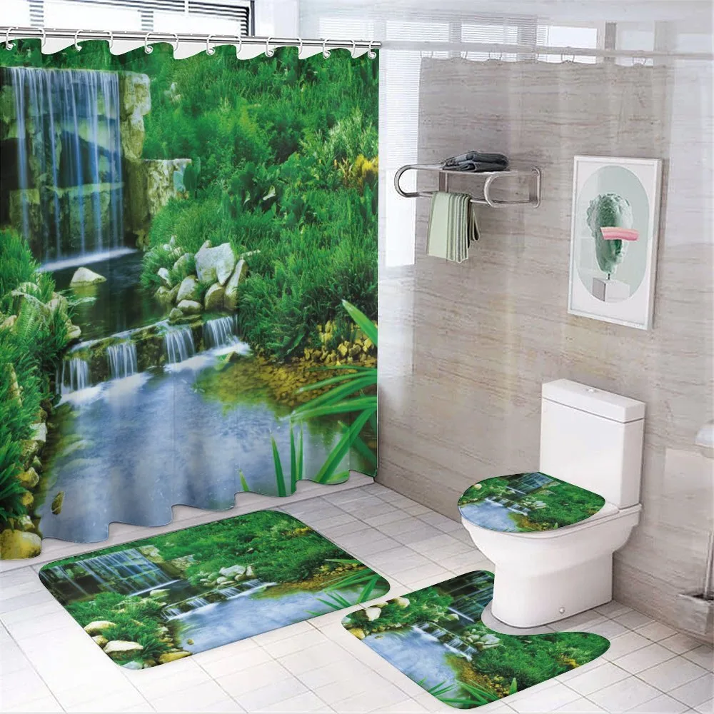 Waterfall Rocks Forest — 4-Piece Bathroom Set preview