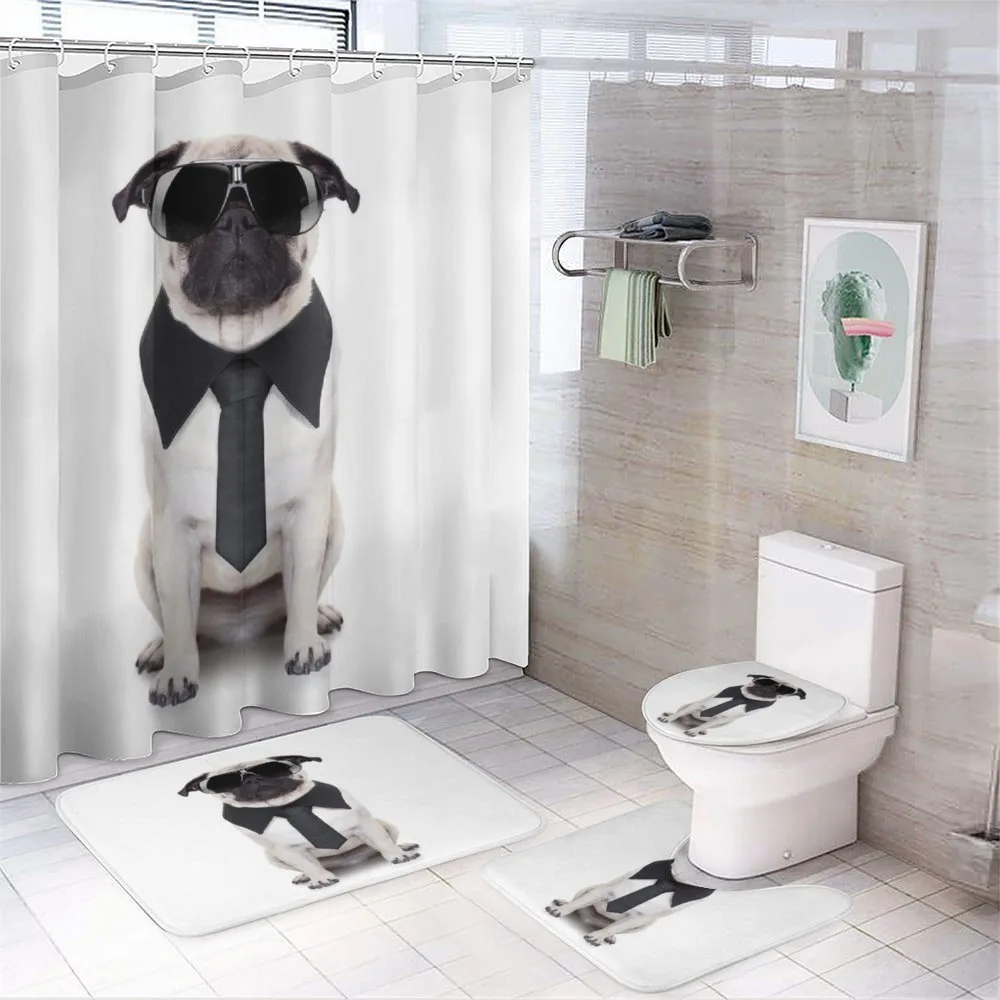 Cool Dog with Tie Glasses — 4-Piece Bathroom Set preview