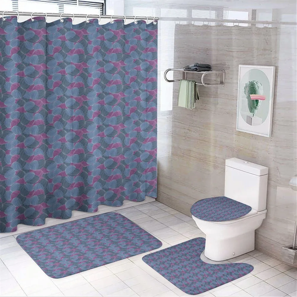 Hand-drawn Retro Waves — 4-Piece Bathroom Set preview