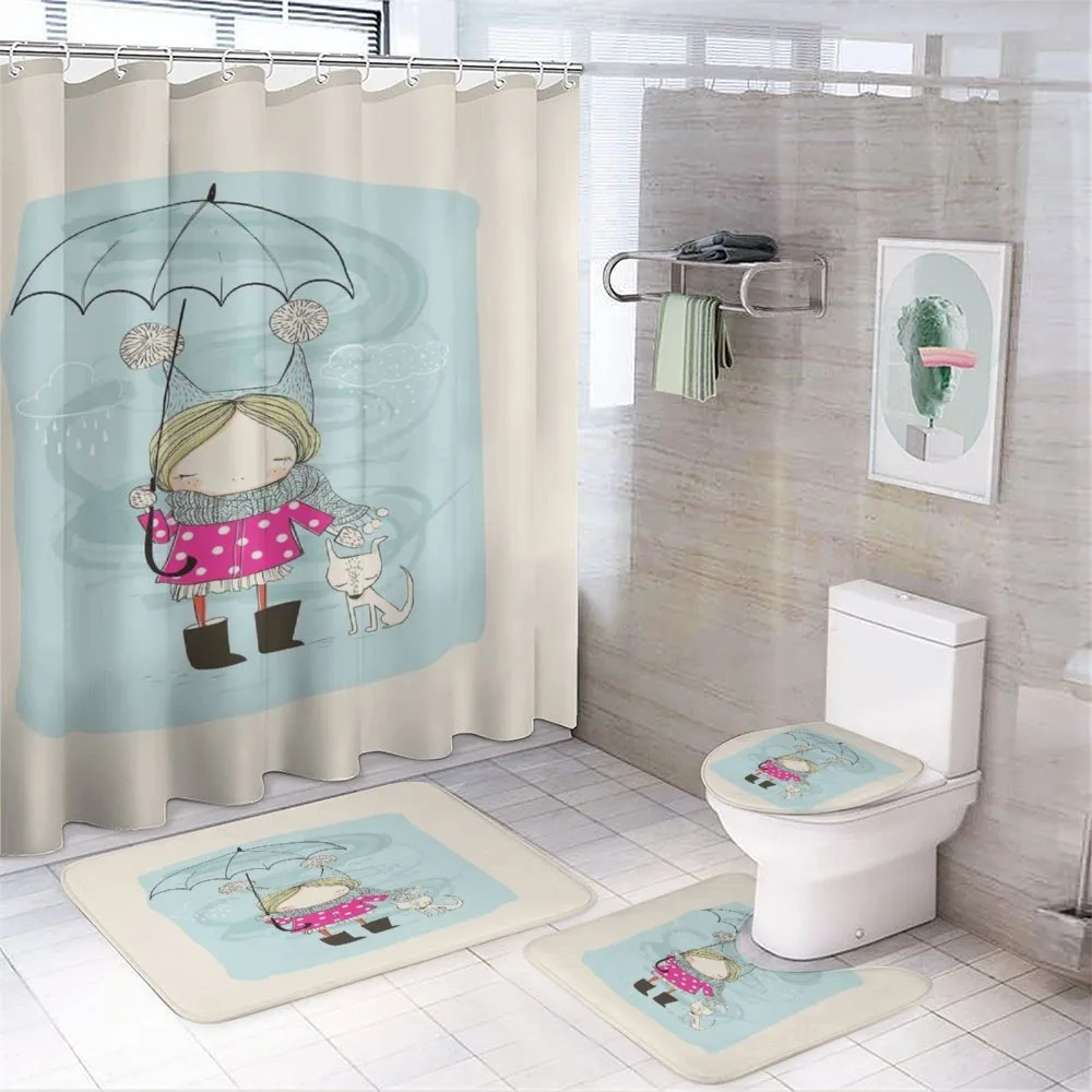 Little Girl Winter Dog — 4-Piece Bathroom Set preview