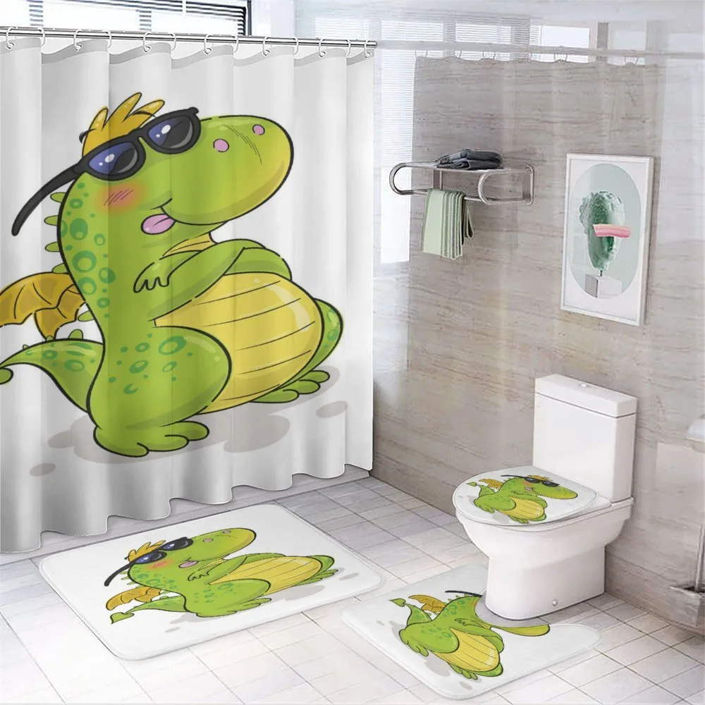 Funny Dino Cartoon Character — 4-Piece Bathroom Set preview