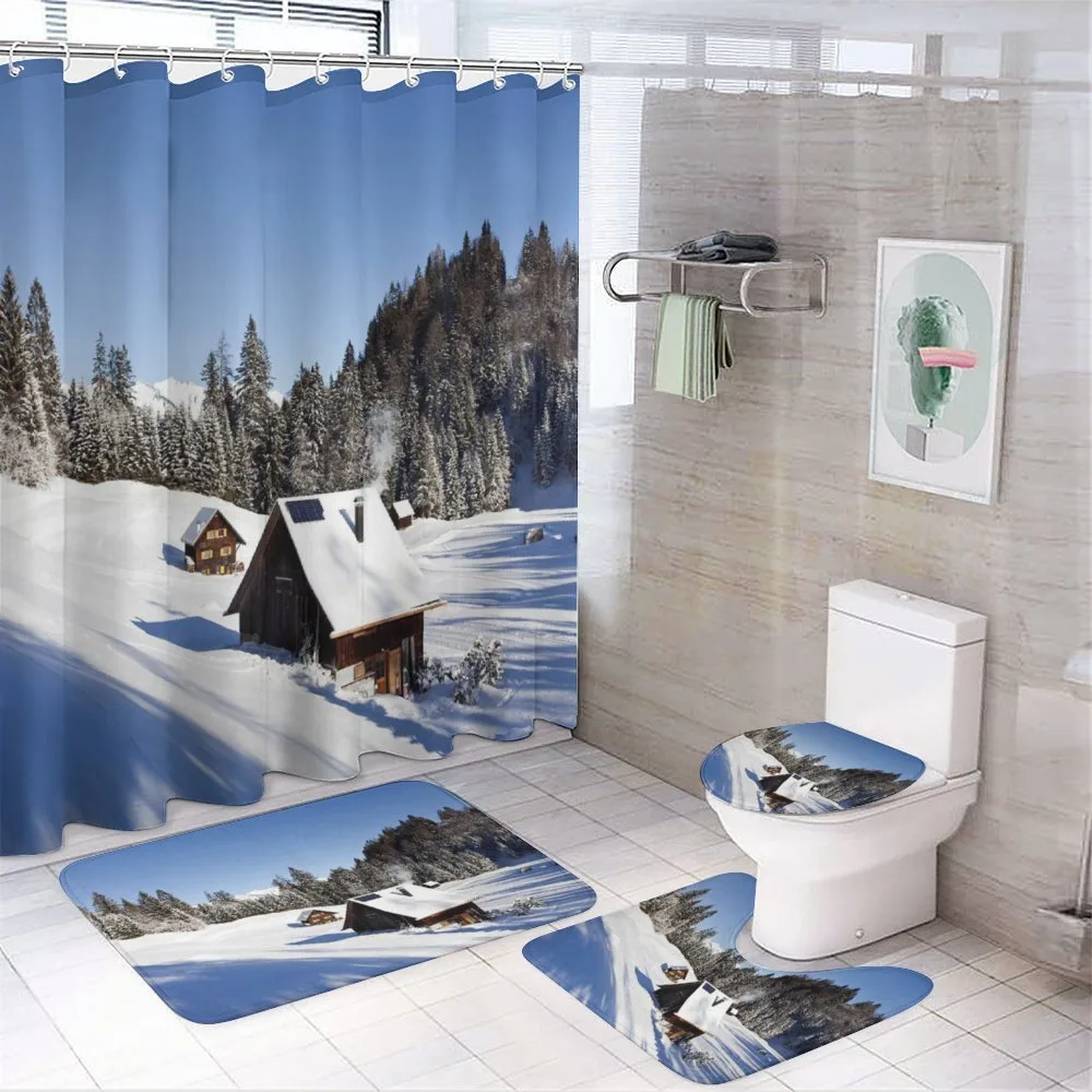 Log Cabins in Mountains — 4-Piece Bathroom Set preview