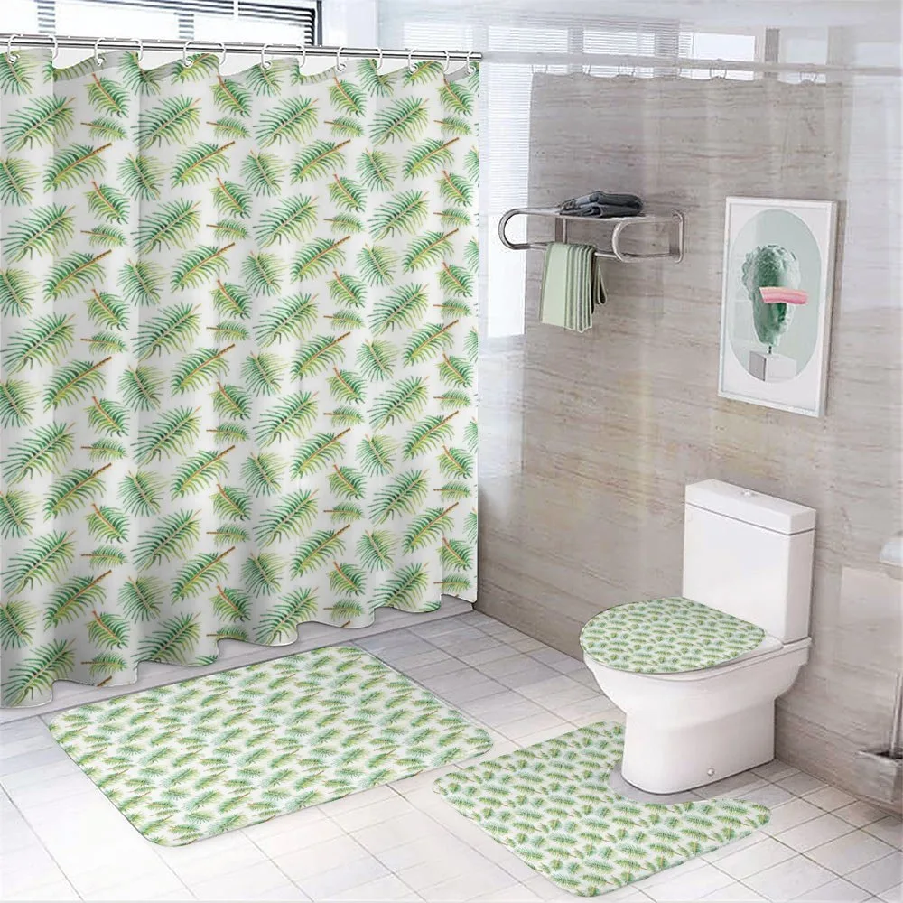 Tropical Watercolor Palm — 4-Piece Bathroom Set preview