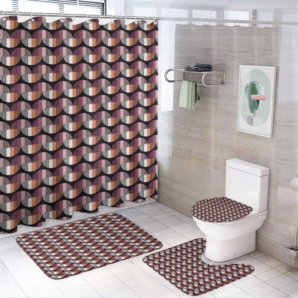 Colorful Stripes Crescents — 4-Piece Bathroom Set preview