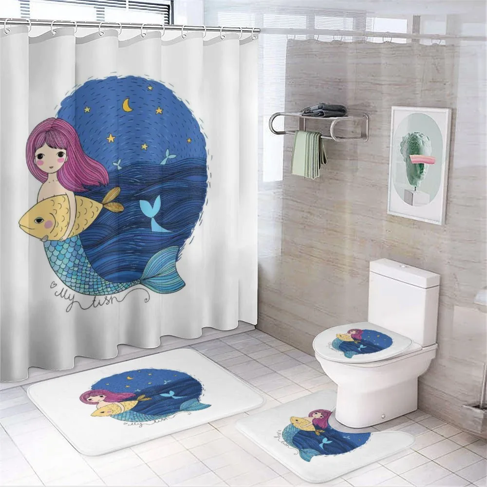 Mermaid Fish Night Sea — 4-Piece Bathroom Set preview