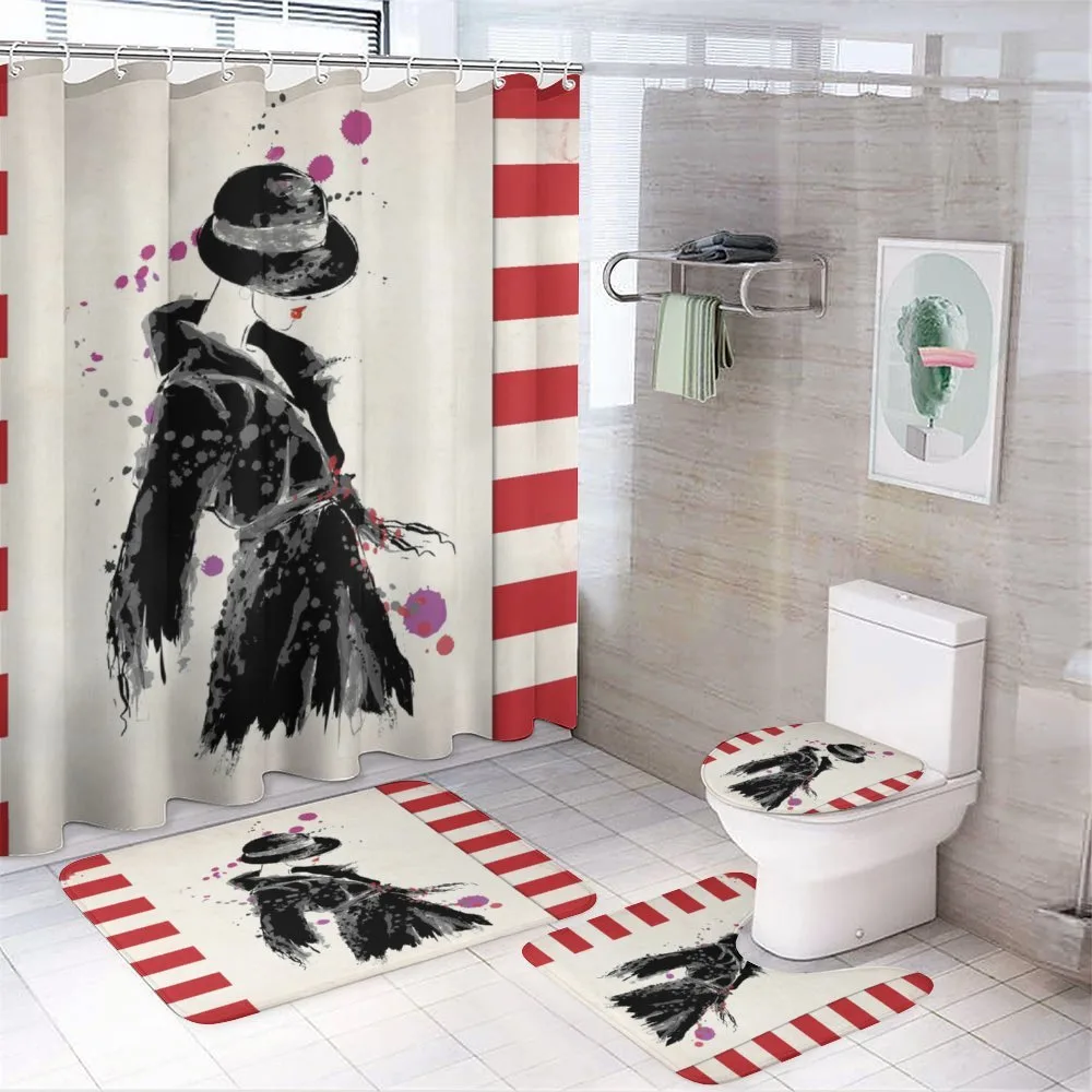 Modern Woman in Coat — 4-Piece Bathroom Set preview