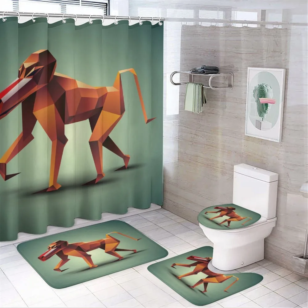 Polygonal Wild Monkey — 4-Piece Bathroom Set preview