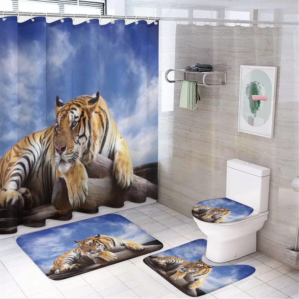 Tiger on Wood Wildlife — 4-Piece Bathroom Set preview