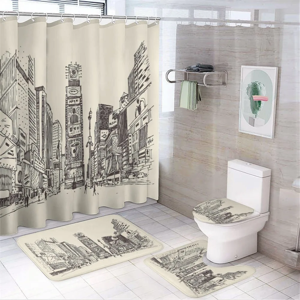 Times Square Sketch Urban View — 4-Piece Bathroom Set preview