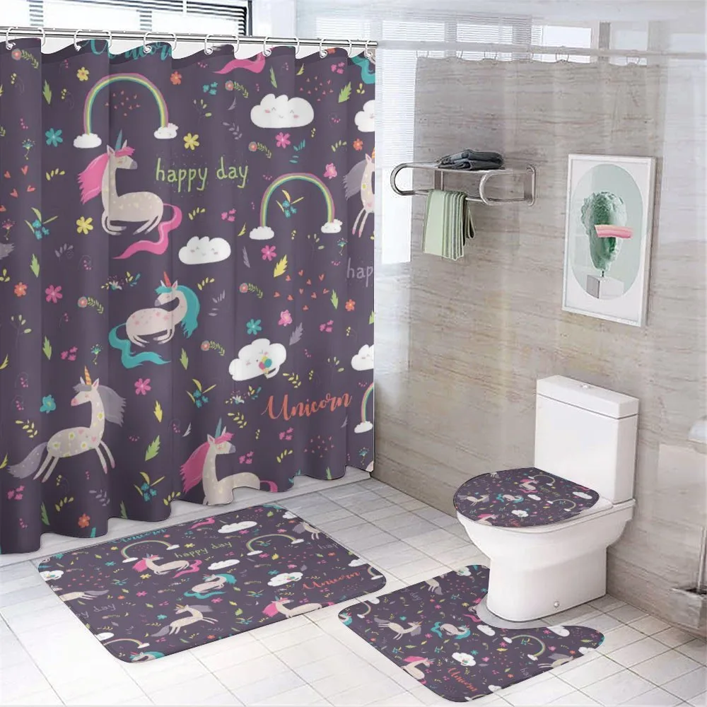 Unicorn Happy Day — 4-Piece Bathroom Set preview