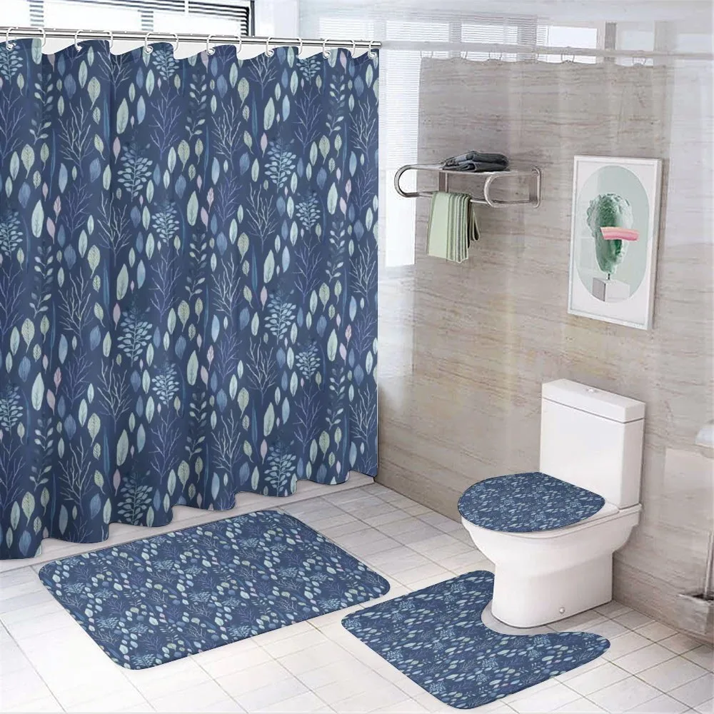 Watercolor Leaves Art — 4-Piece Bathroom Set preview