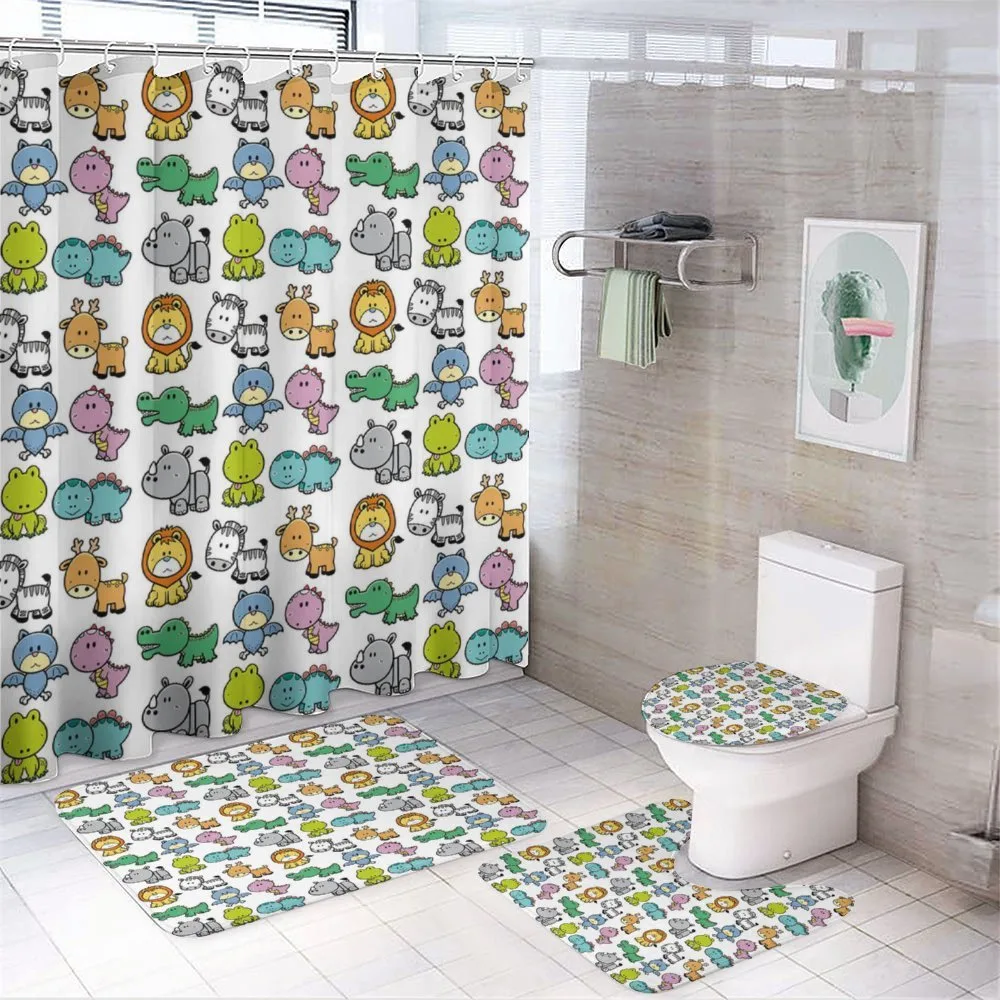 Bat Rhino Fun Illustration — 4-Piece Bathroom Set preview
