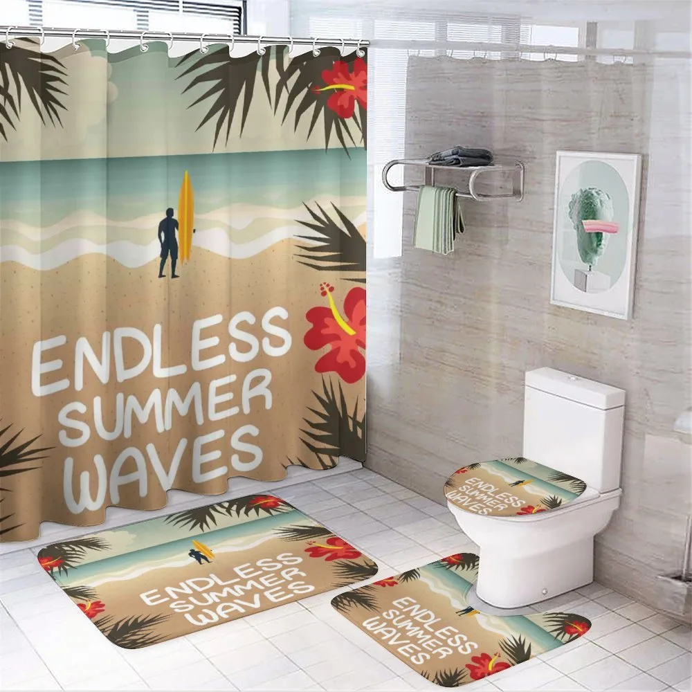 Colorful Hippie Beach Theme 4-Piece Bathroom Set product video