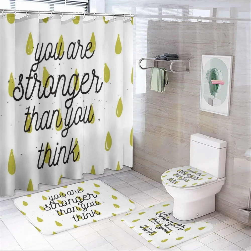 Doodle Raindrops Motivation — 4-Piece Bathroom Set preview