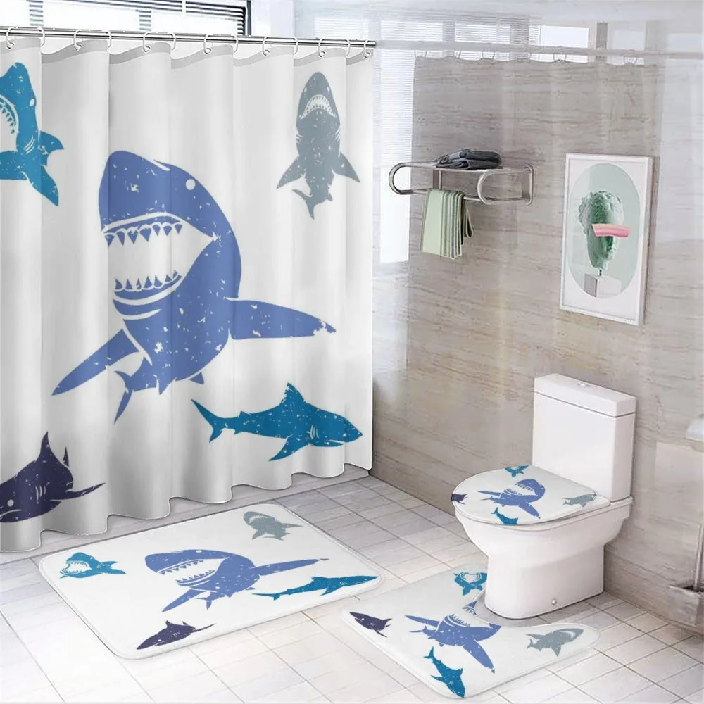 Grunge Sharks Wildlife — 4-Piece Bathroom Set preview