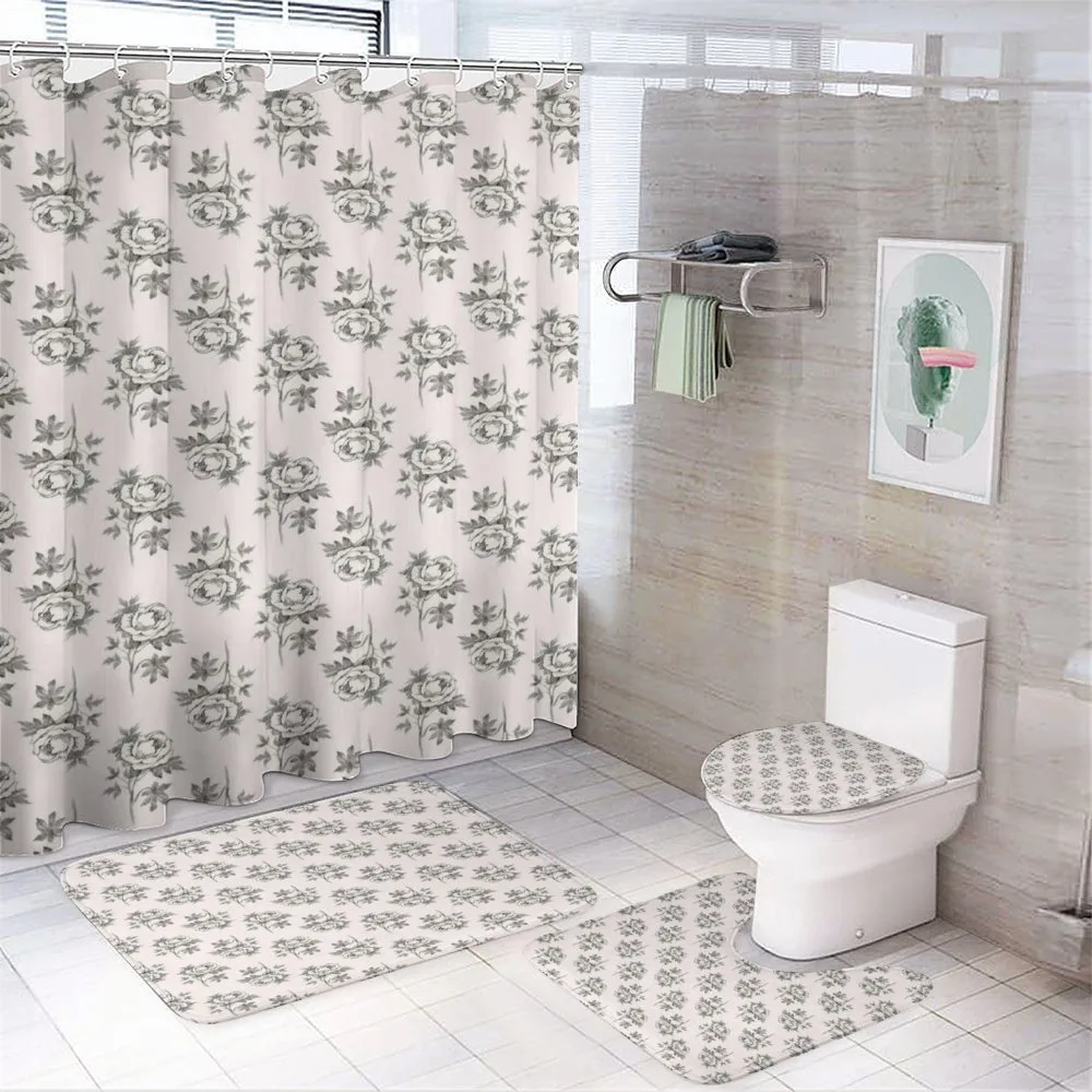 Hand Drawn Romantic Rose — 4-Piece Bathroom Set preview