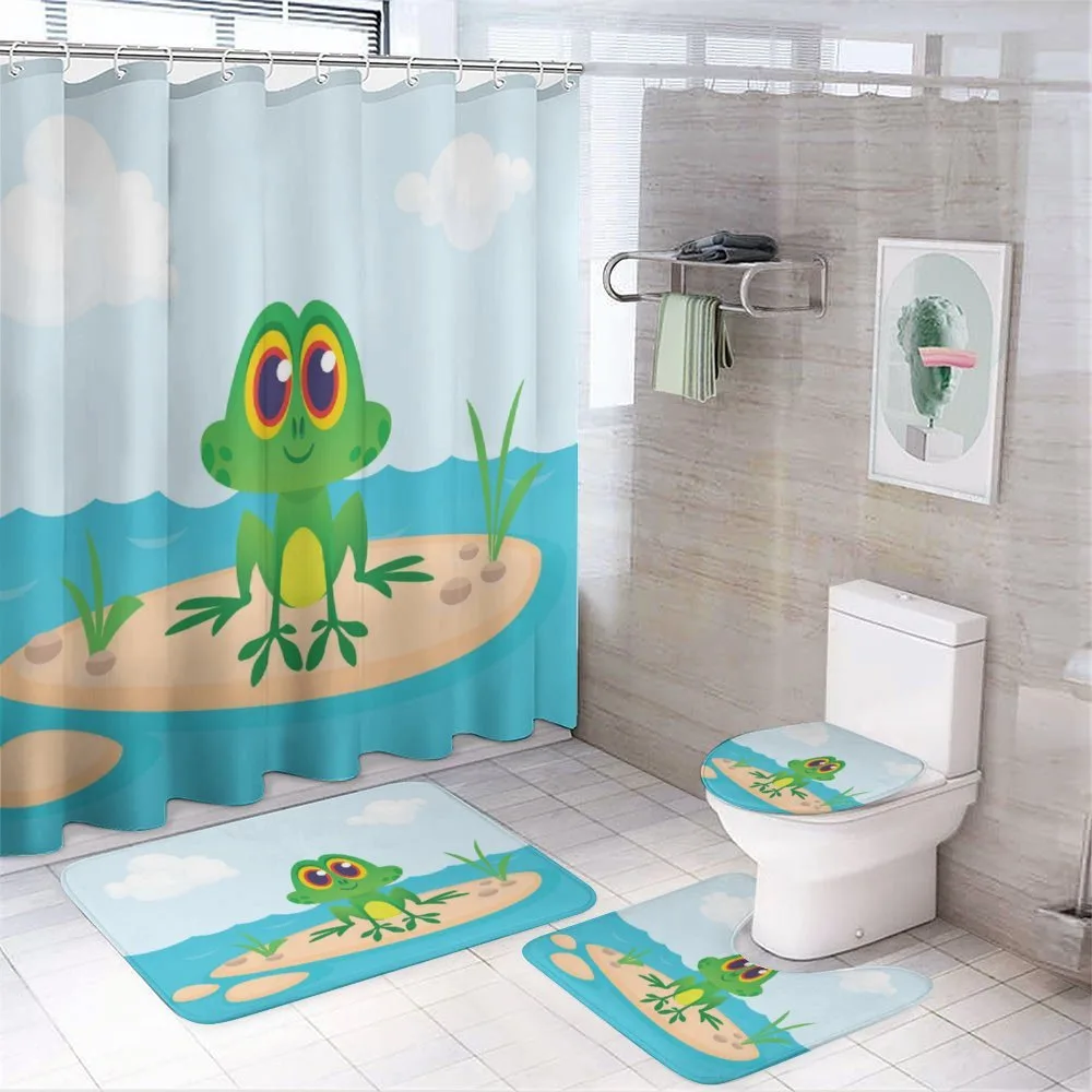 Nursery Cartoon Animal Scene 4-Piece Bathroom Set product video