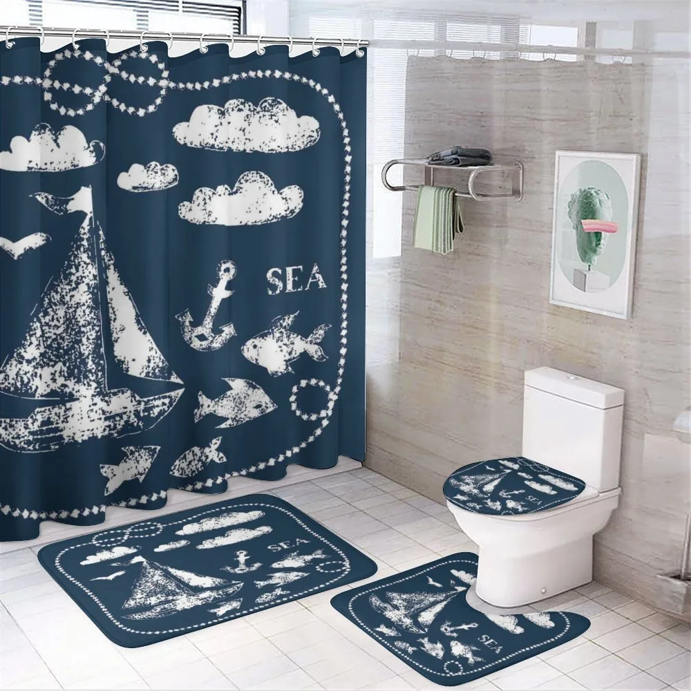 Boat Clouds Anchor — 4-Piece Bathroom Set preview
