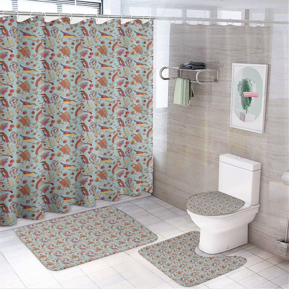Cartoon Sparrows Mushroom — 4-Piece Bathroom Set preview