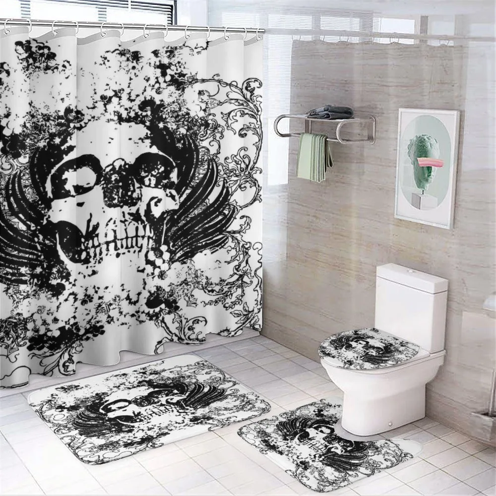 Dark Horror Scary Skull — 4-Piece Bathroom Set preview