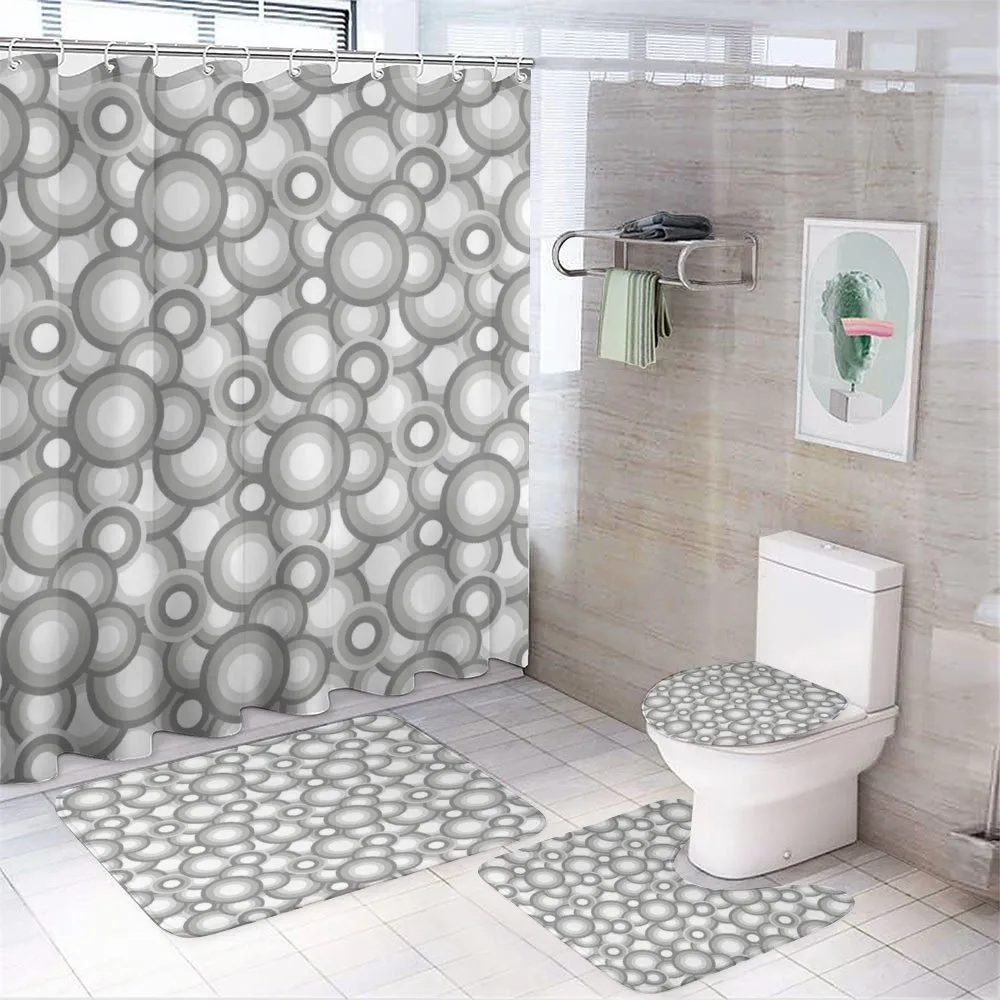 Grey White Balls Rounds — 4-Piece Bathroom Set preview