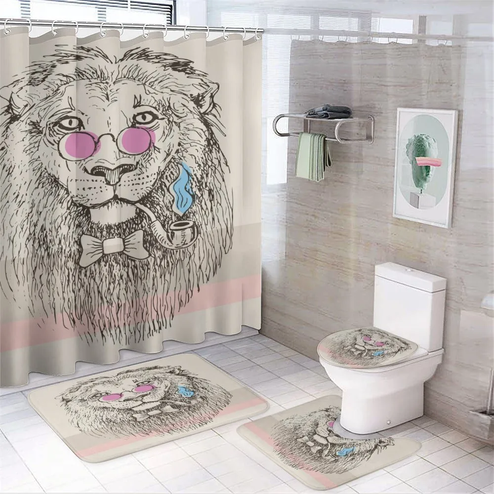 Lion Head Hipster Style — 4-Piece Bathroom Set preview