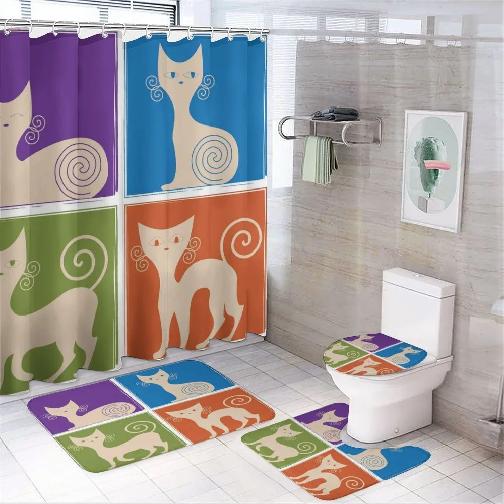 Cartoon Cats Emotions — 4-Piece Bathroom Set preview