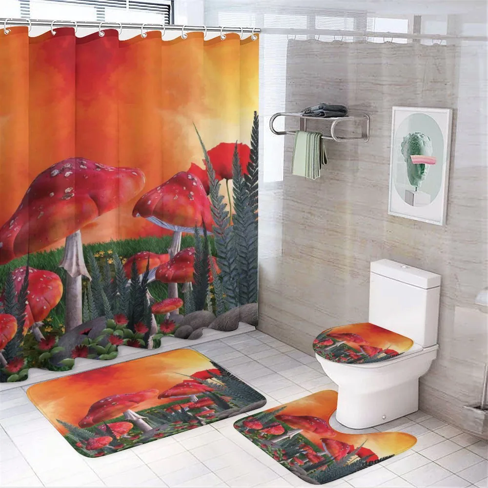 Clouds Leaves Poppies — 4-Piece Bathroom Set preview