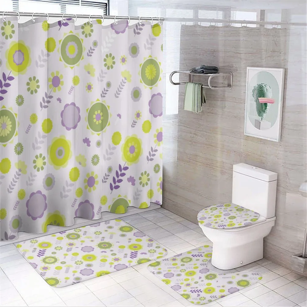 Funky Flowers Pattern — 4-Piece Bathroom Set preview