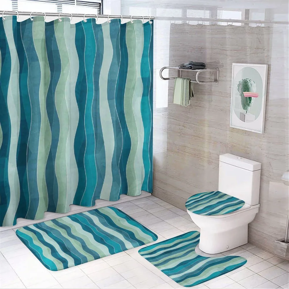 Grunge Wave Pattern — 4-Piece Bathroom Set preview